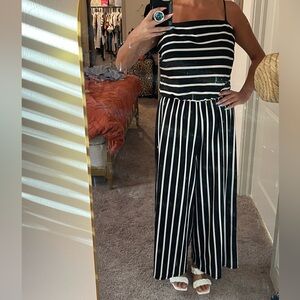 Vibe Monochrome Striped Jumpsuit